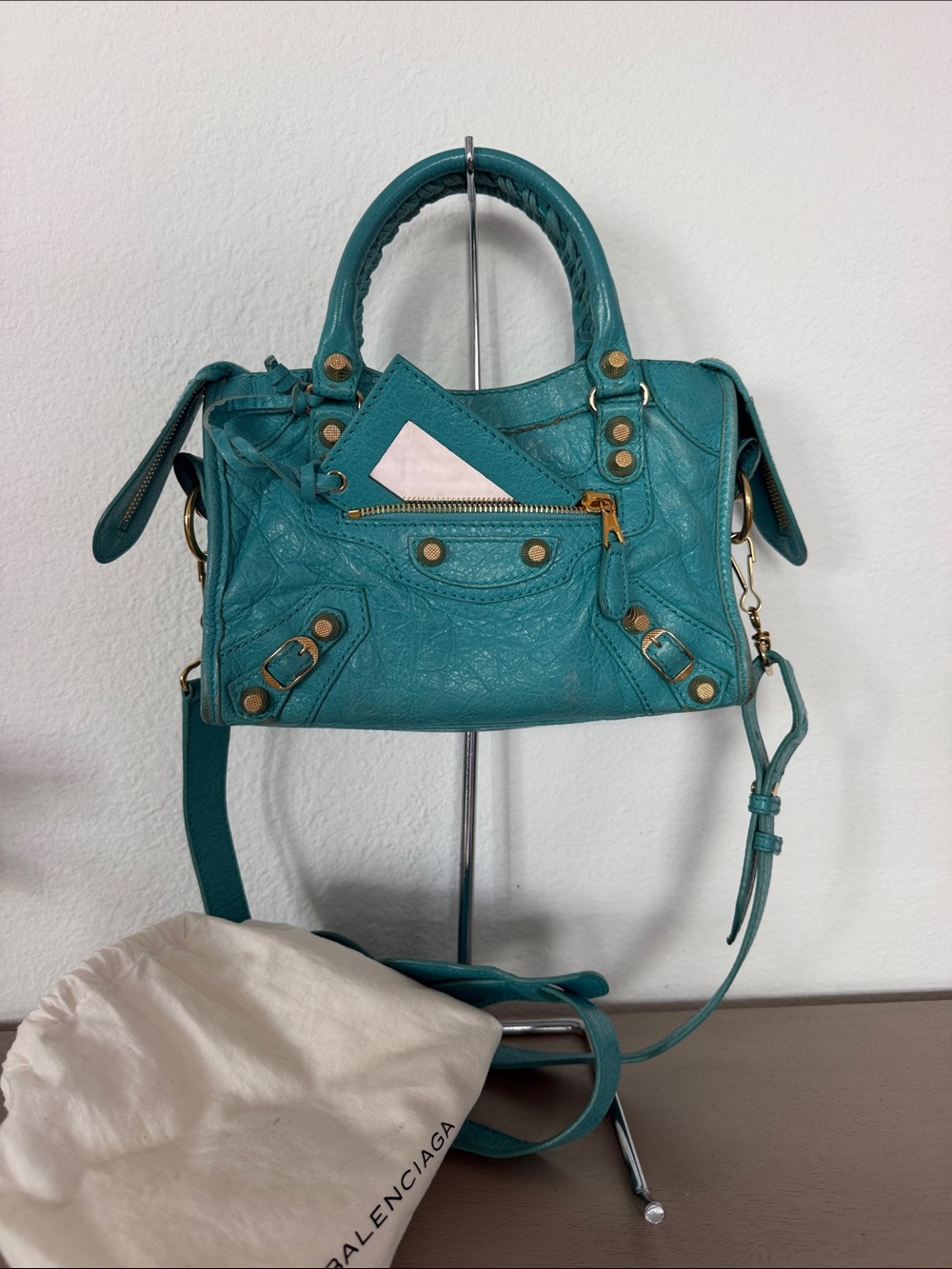 Balenciaga Teal City Bag